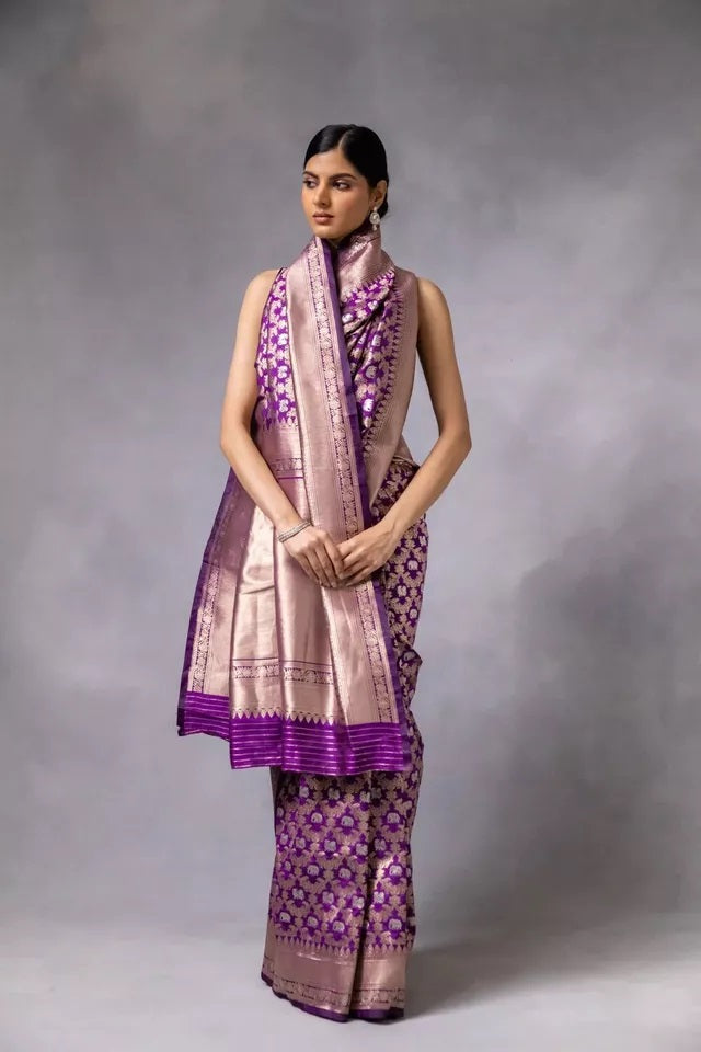 Banarasi Soft Silk Sari With Blouse