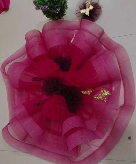 FANCY NET SILK BEADS WORK KID WEAR FROCK