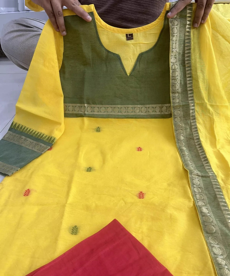 Pure Kanchi Cotton Top Bottom With Dupatta