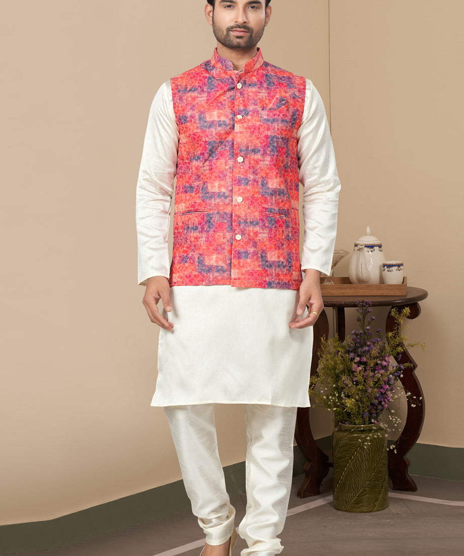 Mastani Silk Kurta Pajama With Heavy Cotton Koti Set