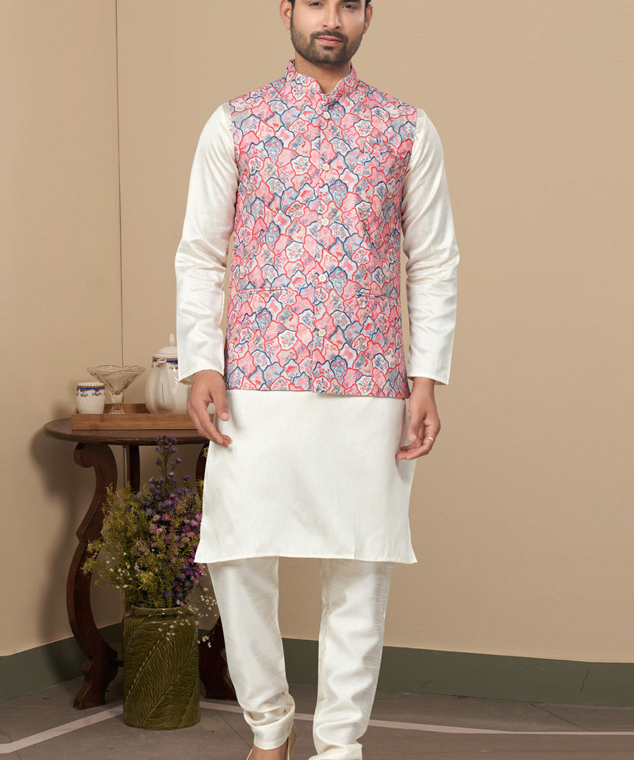 Mastani Silk Kurta Pajama With Heavy Cotton Koti Set