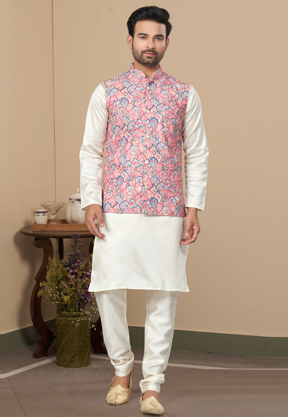 Mastani Silk Kurta Pajama With Heavy Cotton Koti Set