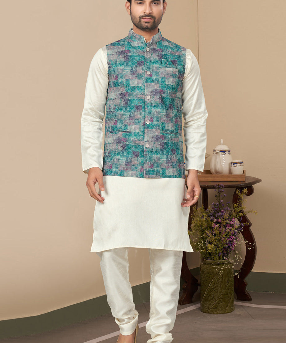 Mastani Silk Kurta Pajama With Heavy Cotton Koti Set