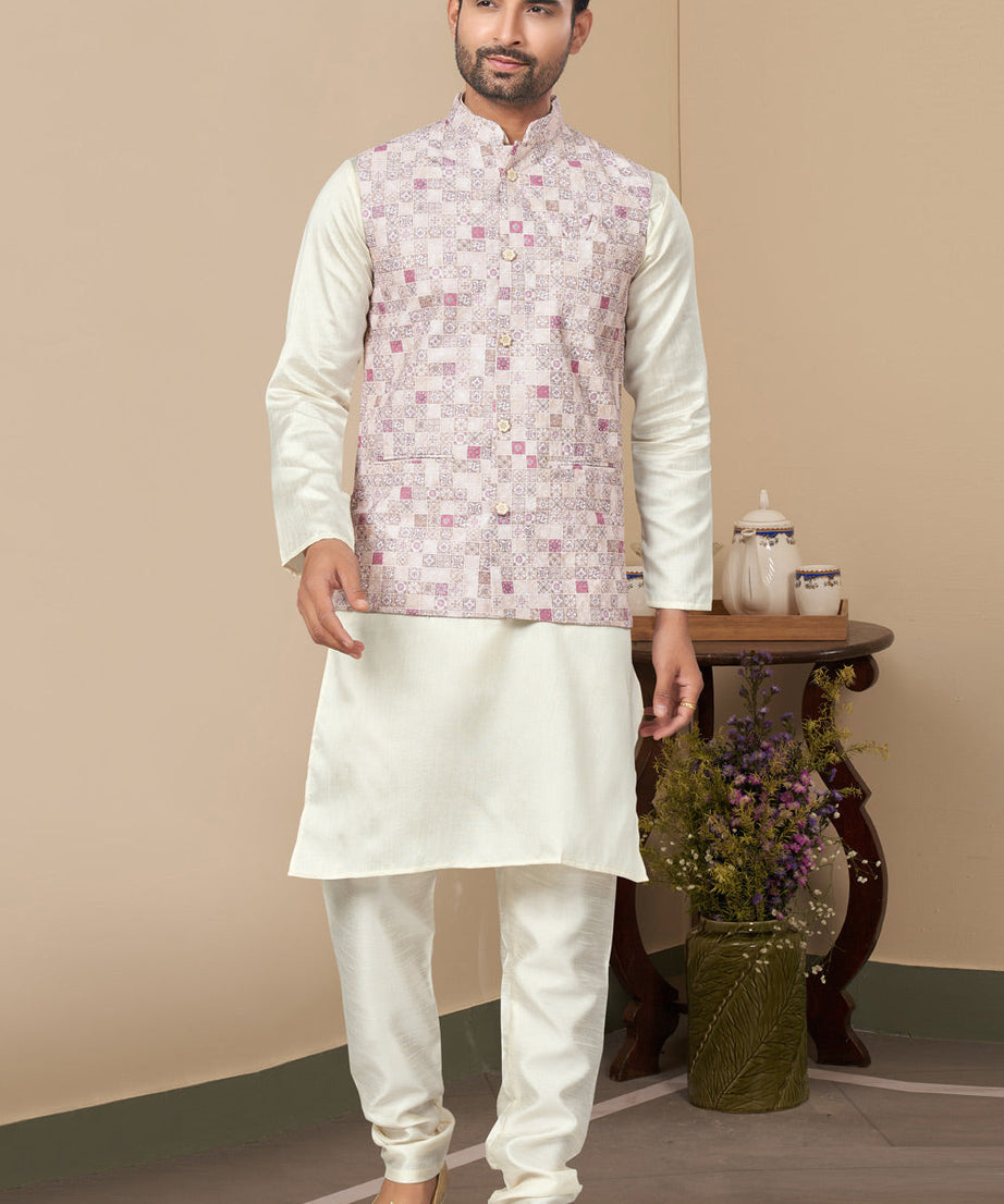 Mastani Silk Kurta Pajama With Heavy Cotton Koti Set