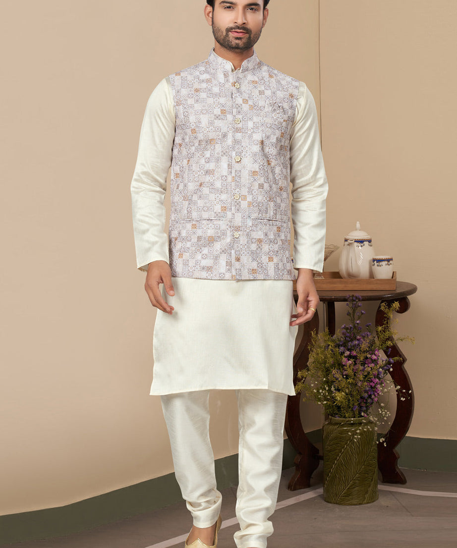 Mastani Silk Kurta Pajama With Heavy Cotton Koti Set