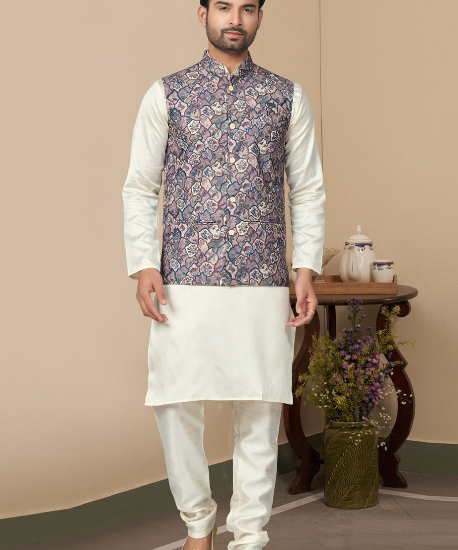 Mastani Silk Kurta Pajama With Heavy Cotton Koti Set