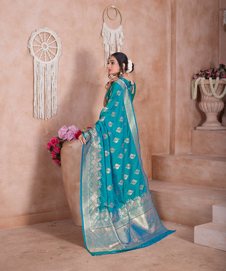 Traditional Soft Silk With Banarasi Jari Work Saree With Blouse