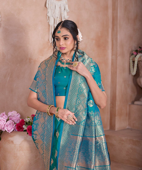 Traditional Soft Silk With Banarasi Jari Work Saree With Blouse