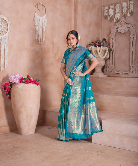 Traditional Soft Silk With Banarasi Jari Work Saree With Blouse