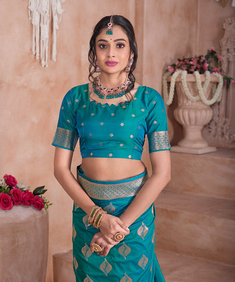 Traditional Soft Silk With Banarasi Jari Work Saree With Blouse