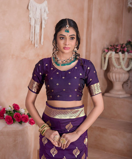 Traditional Soft Silk With Banarasi Jari Work Saree With Blouse