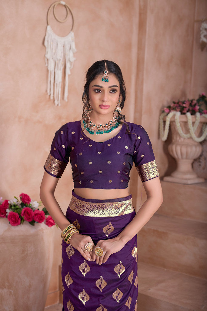 Traditional Soft Silk With Banarasi Jari Work Saree With Blouse