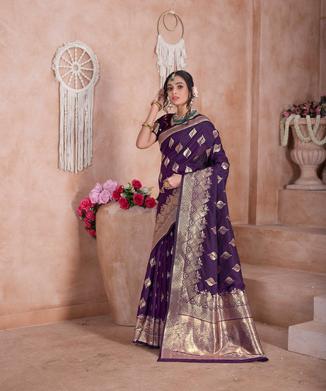 Traditional Soft Silk With Banarasi Jari Work Saree With Blouse
