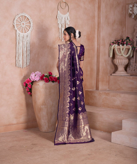 Traditional Soft Silk With Banarasi Jari Work Saree With Blouse