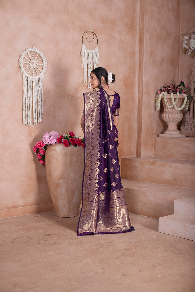 Traditional Soft Silk With Banarasi Jari Work Saree With Blouse