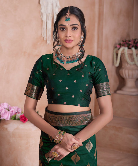 Traditional Soft Silk With Banarasi Jari Work Saree With Blouse