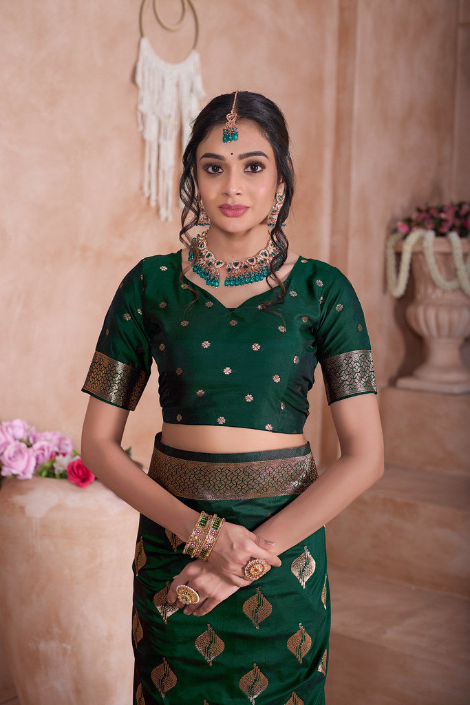 Traditional Soft Silk With Banarasi Jari Work Saree With Blouse