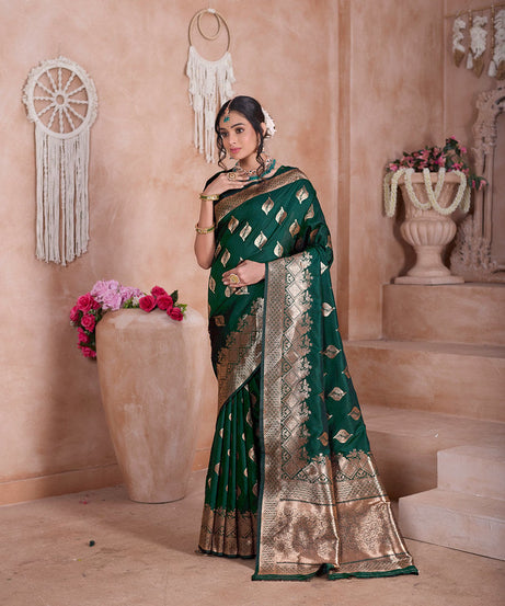 Traditional Soft Silk With Banarasi Jari Work Saree With Blouse