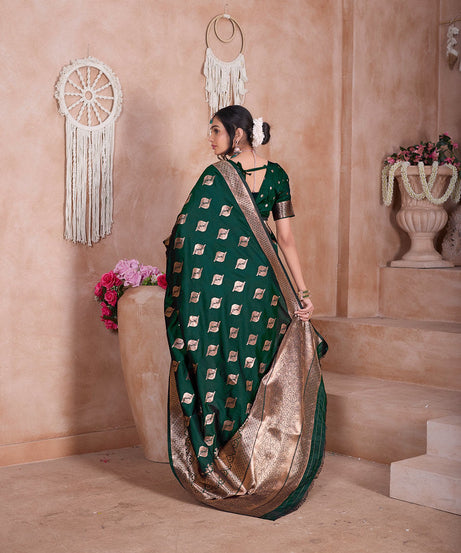 Traditional Soft Silk With Banarasi Jari Work Saree With Blouse