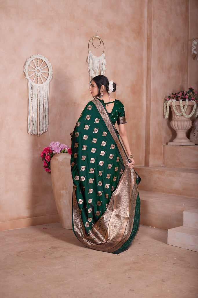 Traditional Soft Silk With Banarasi Jari Work Saree With Blouse