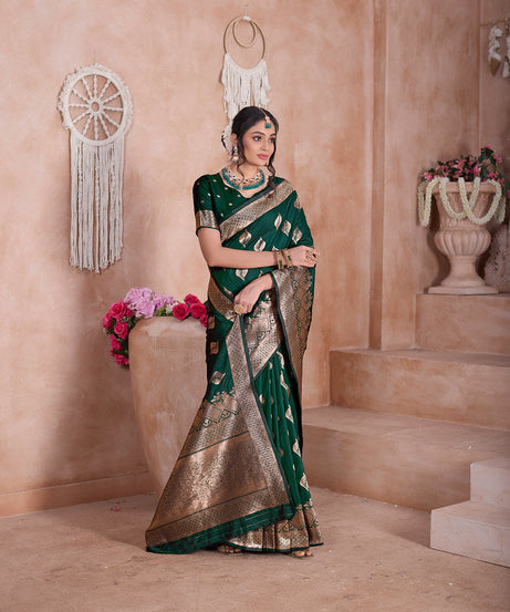 Traditional Soft Silk With Banarasi Jari Work Saree With Blouse