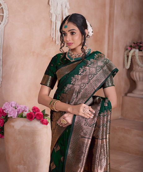Traditional Soft Silk With Banarasi Jari Work Saree With Blouse