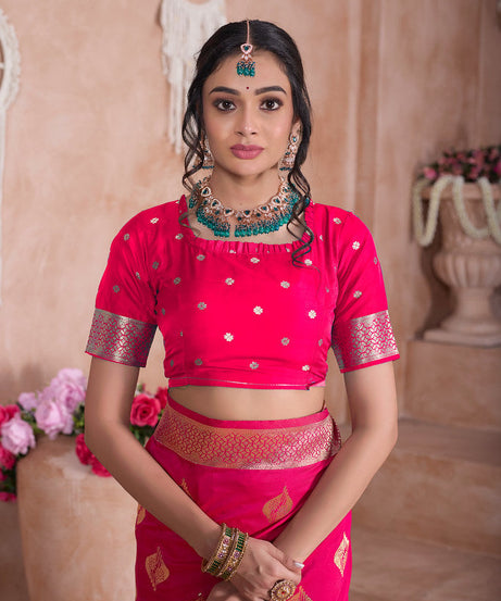 Traditional Soft Silk With Banarasi Jari Work Saree With Blouse