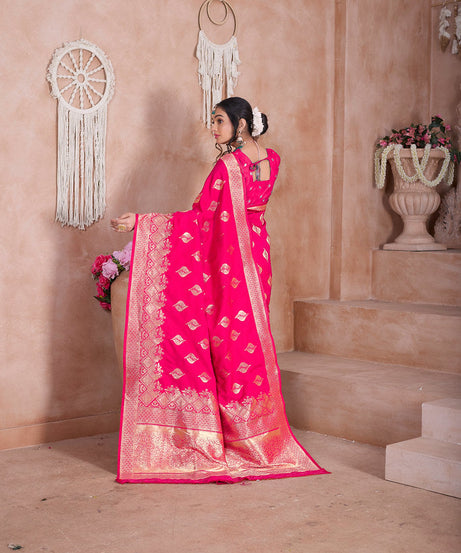 Traditional Soft Silk With Banarasi Jari Work Saree With Blouse