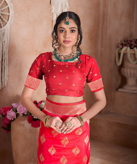 Traditional Soft Silk With Banarasi Jari Work Saree With Blouse