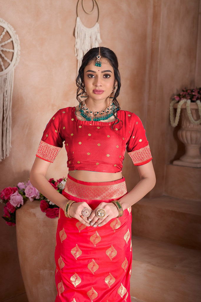 Traditional Soft Silk With Banarasi Jari Work Saree With Blouse