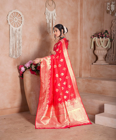 Traditional Soft Silk With Banarasi Jari Work Saree With Blouse