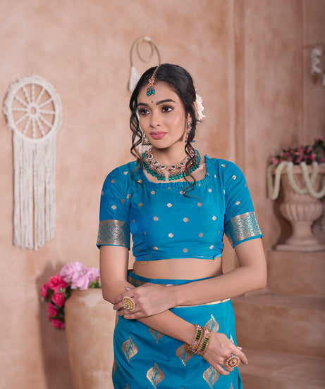 Traditional Soft Silk With Banarasi Jari Work Saree With Blouse