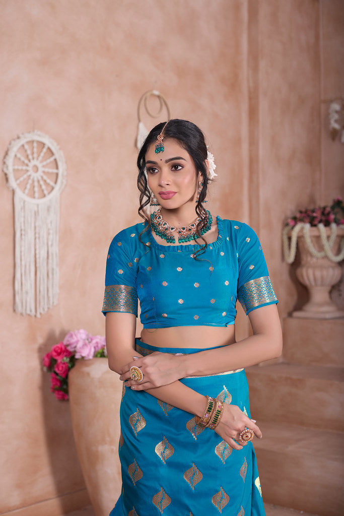 Traditional Soft Silk With Banarasi Jari Work Saree With Blouse