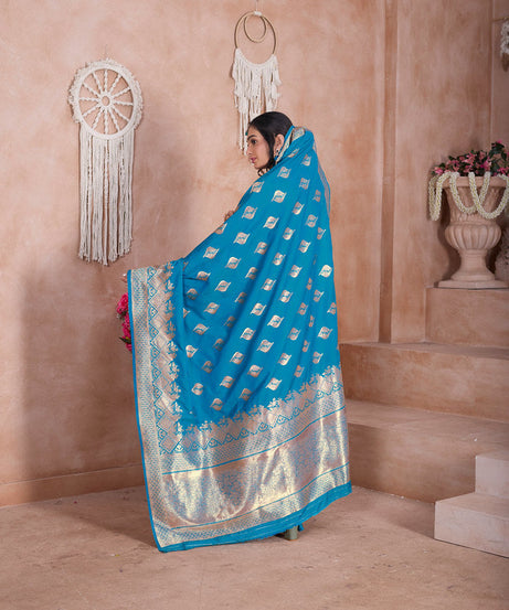 Traditional Soft Silk With Banarasi Jari Work Saree With Blouse