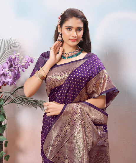Traditional Soft Silk With Banarasi Jari Work Saree With Blouse