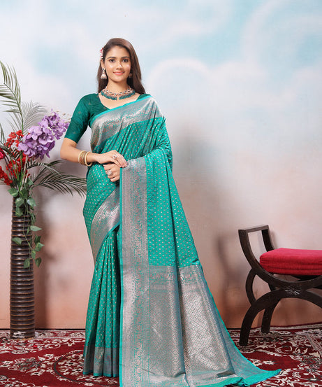Traditional Soft Silk With Banarasi Jari Work Saree With Blouse