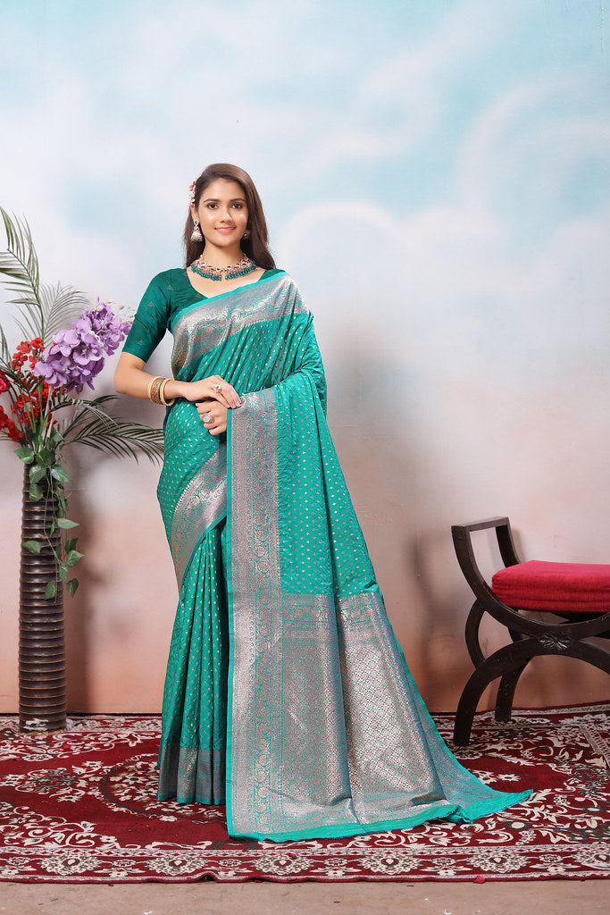Traditional Soft Silk With Banarasi Jari Work Saree With Blouse
