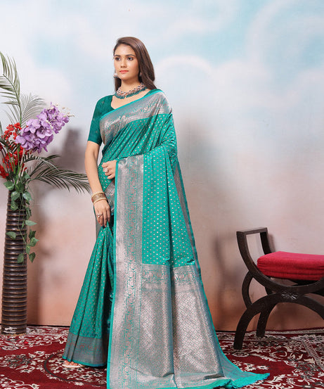 Traditional Soft Silk With Banarasi Jari Work Saree With Blouse