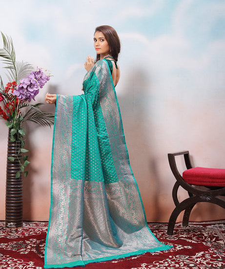 Traditional Soft Silk With Banarasi Jari Work Saree With Blouse