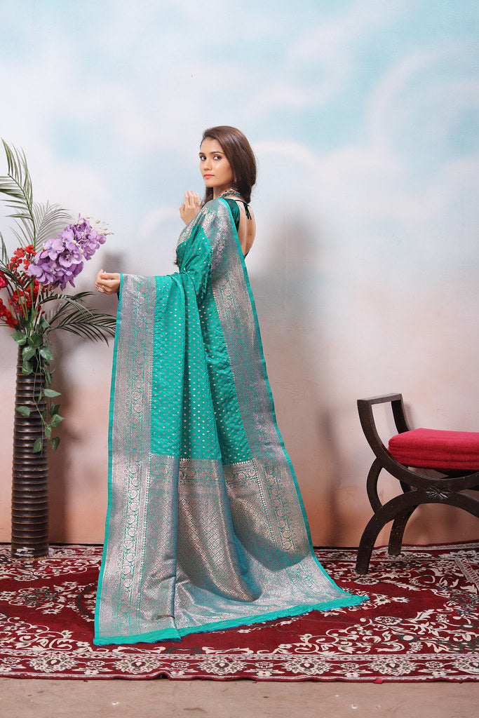 Traditional Soft Silk With Banarasi Jari Work Saree With Blouse