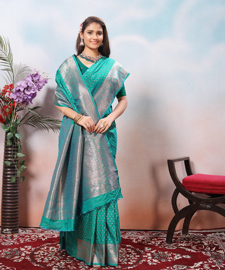 Traditional Soft Silk With Banarasi Jari Work Saree With Blouse