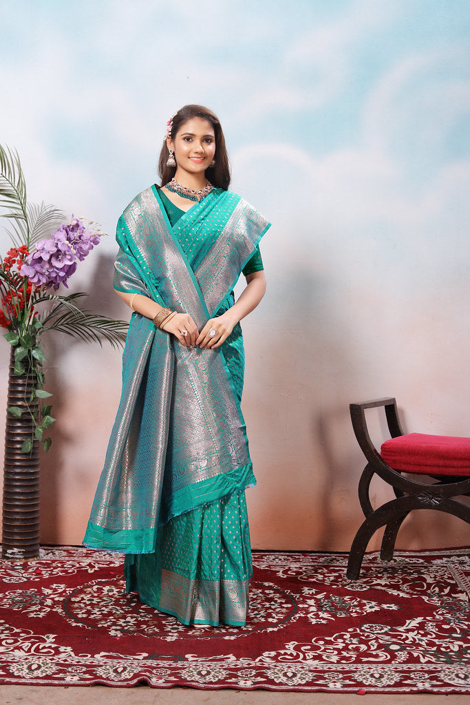 Traditional Soft Silk With Banarasi Jari Work Saree With Blouse