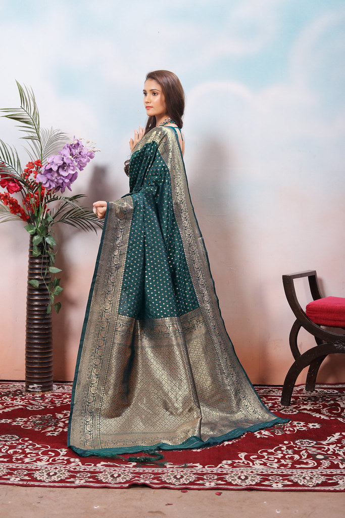 Traditional Soft Silk With Banarasi Jari Work Saree With Blouse