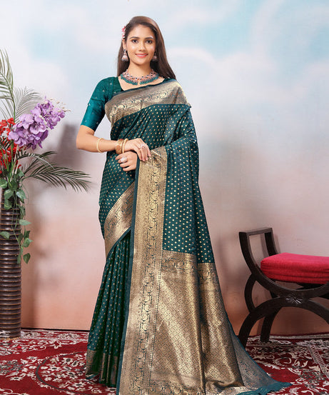 Traditional Soft Silk With Banarasi Jari Work Saree With Blouse
