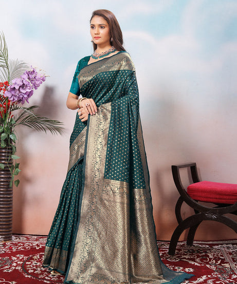 Traditional Soft Silk With Banarasi Jari Work Saree With Blouse
