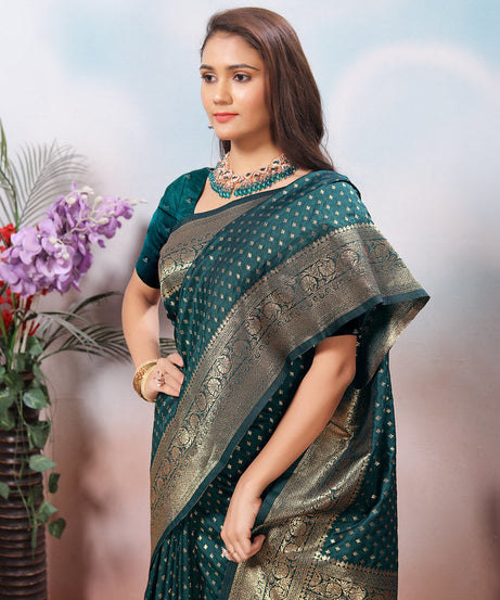 Traditional Soft Silk With Banarasi Jari Work Saree With Blouse