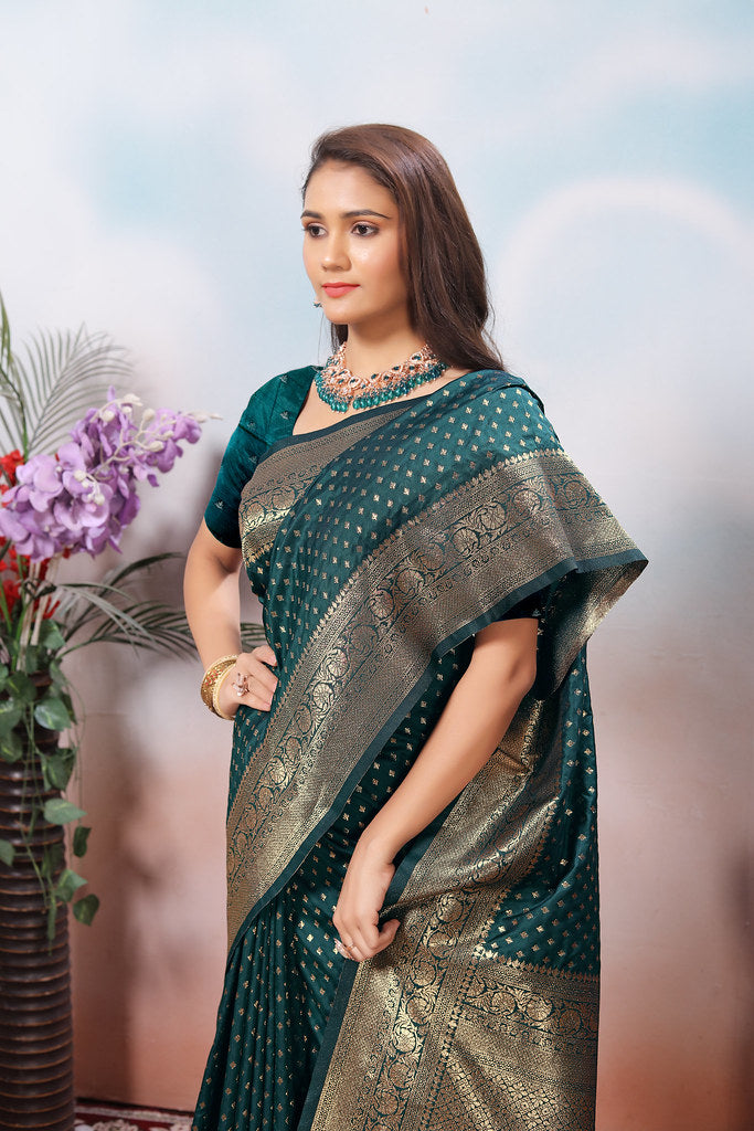 Traditional Soft Silk With Banarasi Jari Work Saree With Blouse