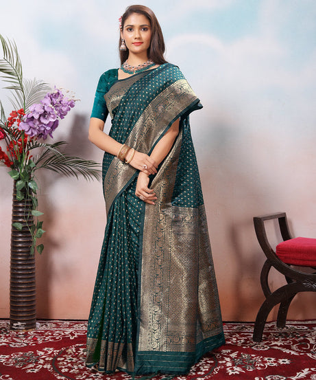 Traditional Soft Silk With Banarasi Jari Work Saree With Blouse