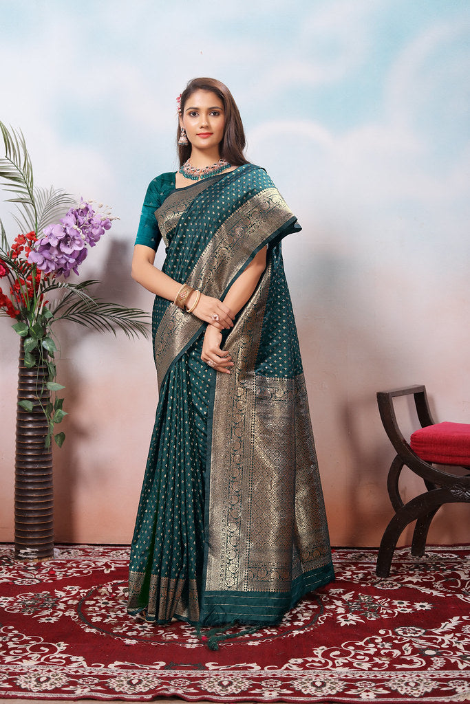 Traditional Soft Silk With Banarasi Jari Work Saree With Blouse