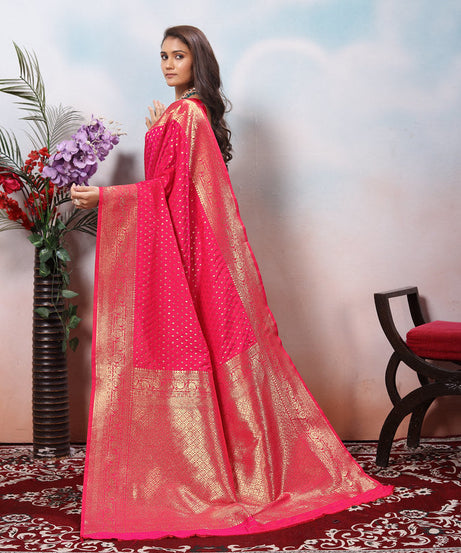 Traditional Soft Silk With Banarasi Jari Work Saree With Blouse